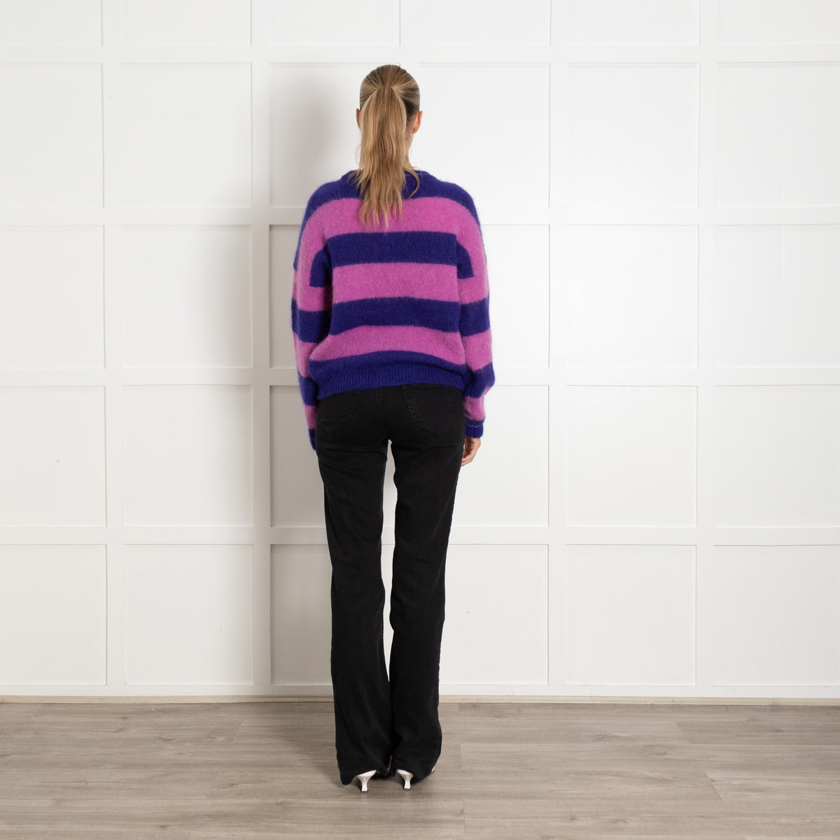 Des Petit Hauts Purple Lilac Mohair Wool Blend Stripe Jumper - Image 5