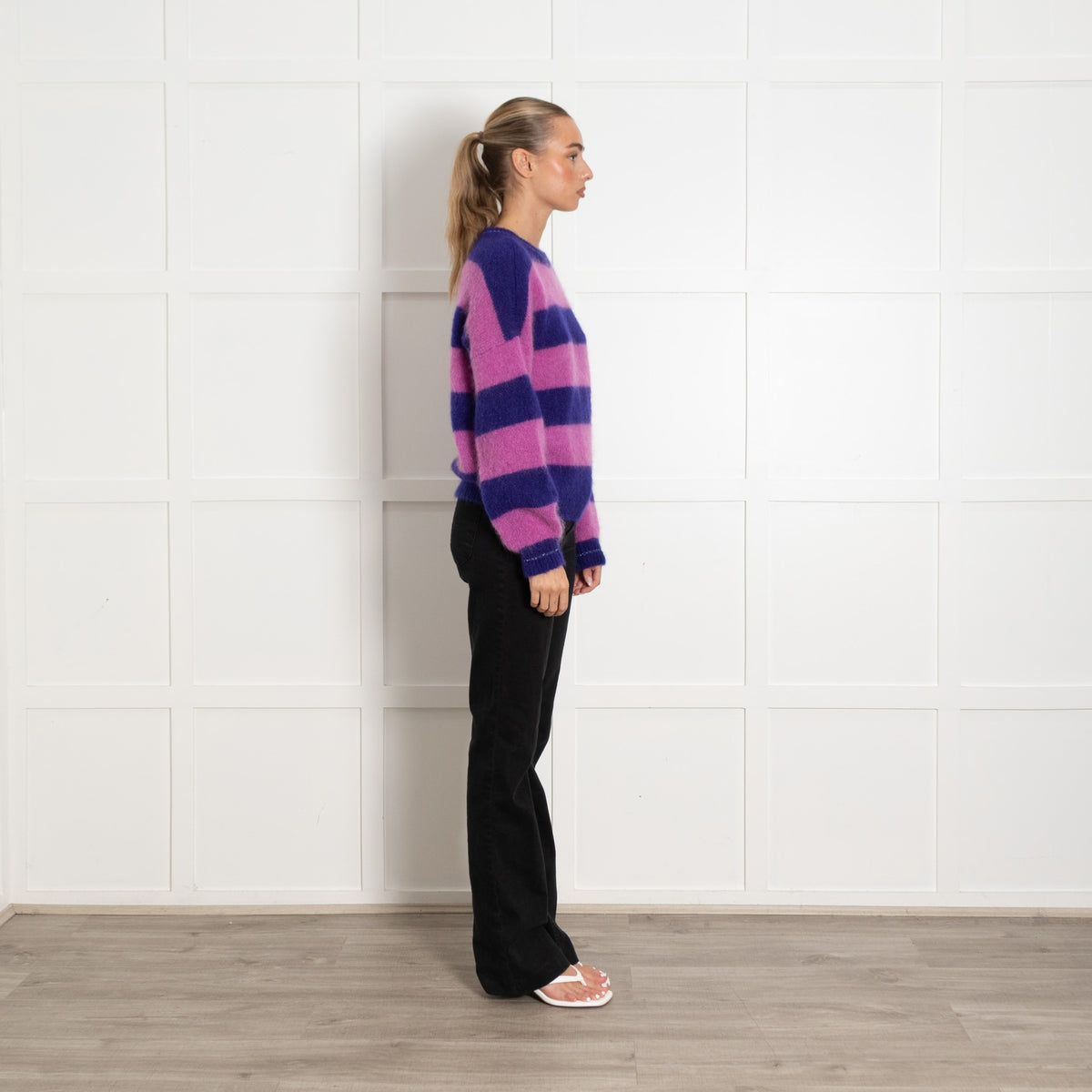Des Petit Hauts Purple Lilac Mohair Wool Blend Stripe Jumper - Image 6