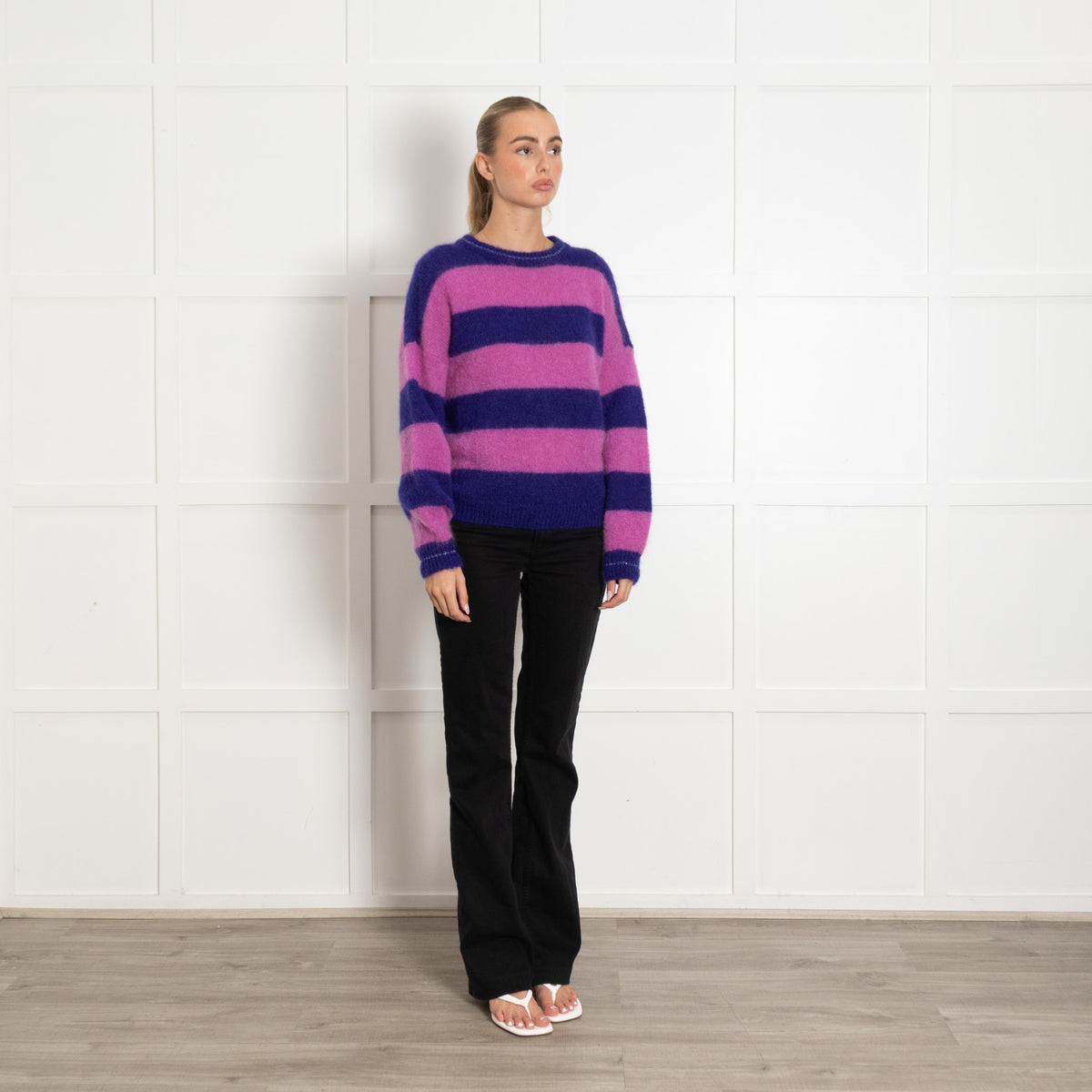 Des Petit Hauts Purple Lilac Mohair Wool Blend Stripe Jumper - Image 7