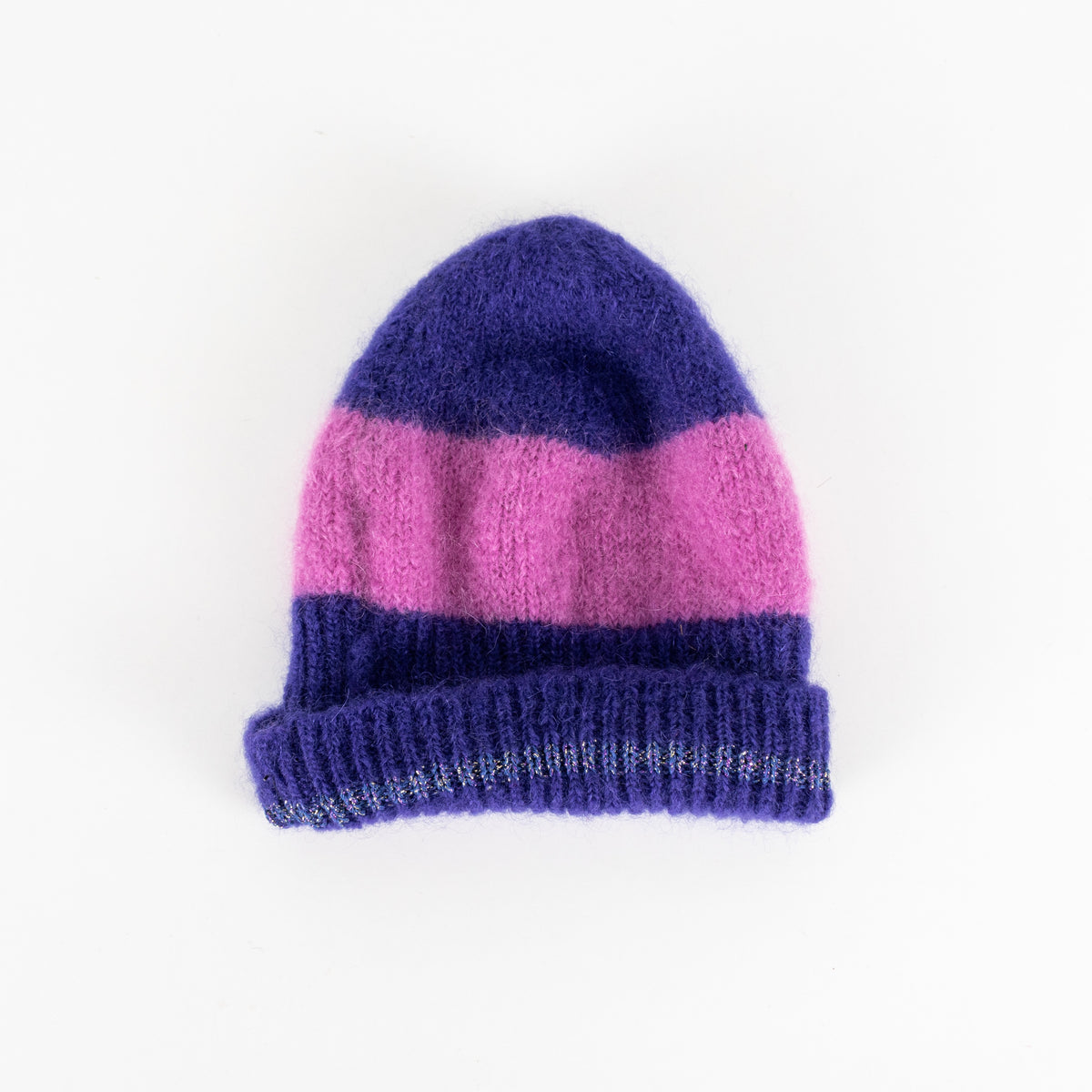 Des Petits Hauts Purple Lilac Stripe Knitted Hat - Image 2