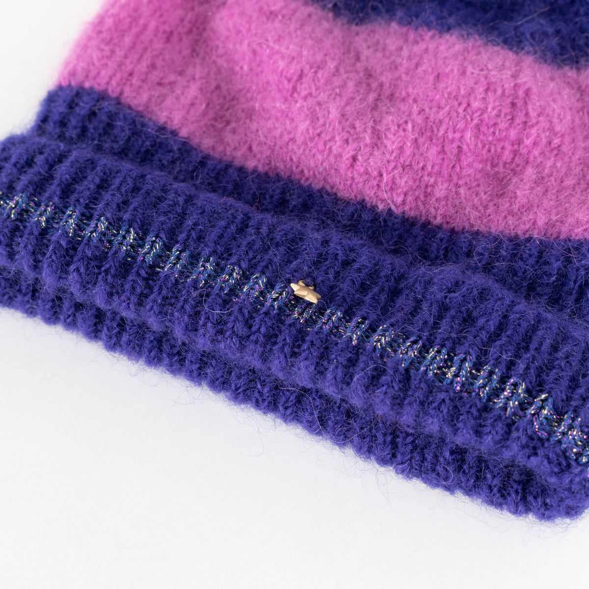 Des Petits Hauts Purple Lilac Stripe Knitted Hat - Image 3