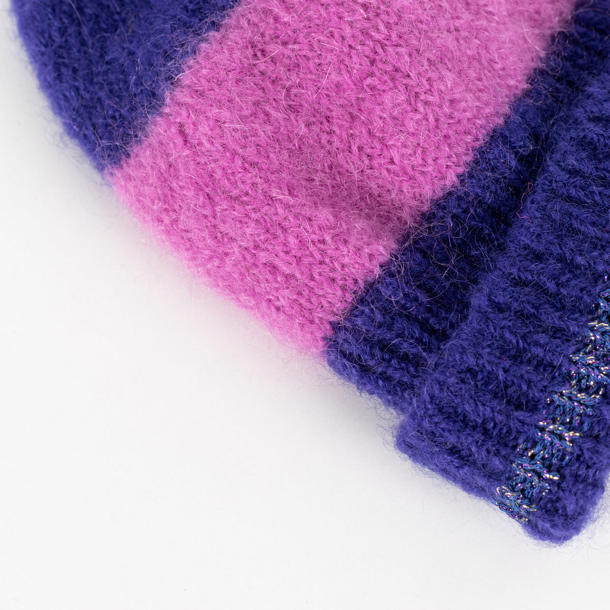 Des Petits Hauts Purple Lilac Stripe Knitted Hat - Image 8
