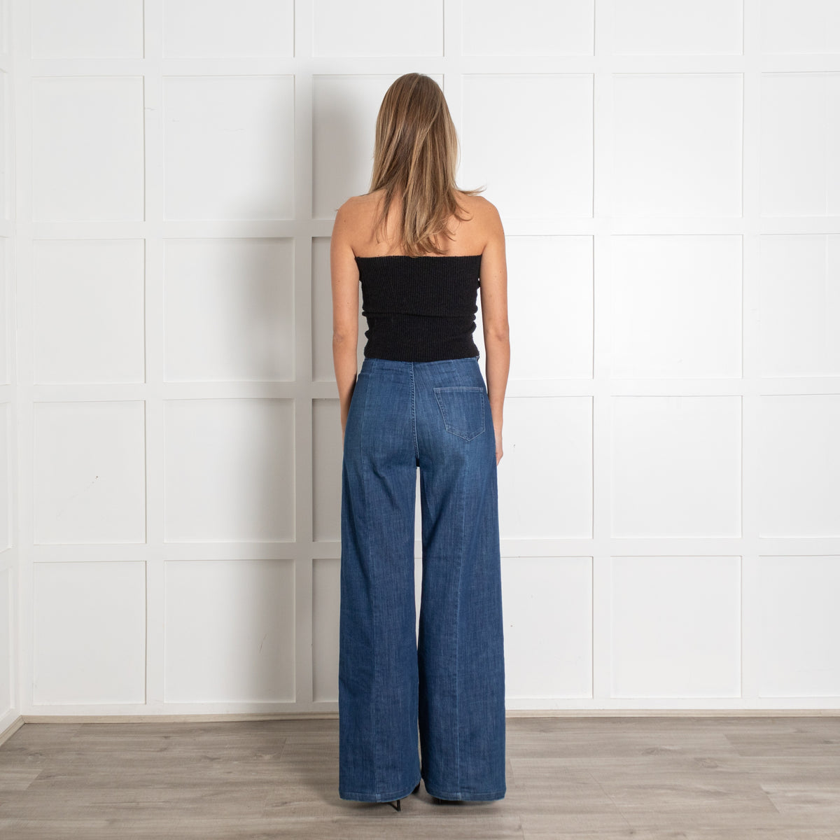 Donna Ida Blue The Full Length Wide Leg Flared Jeans - Image 5