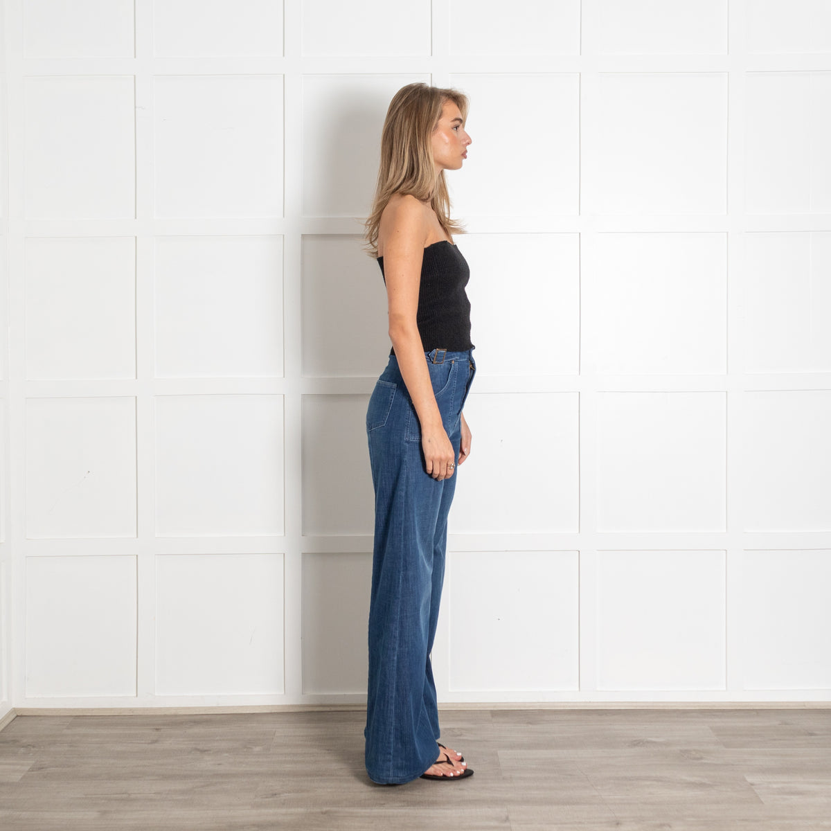 Donna Ida Blue The Full Length Wide Leg Flared Jeans - Image 6