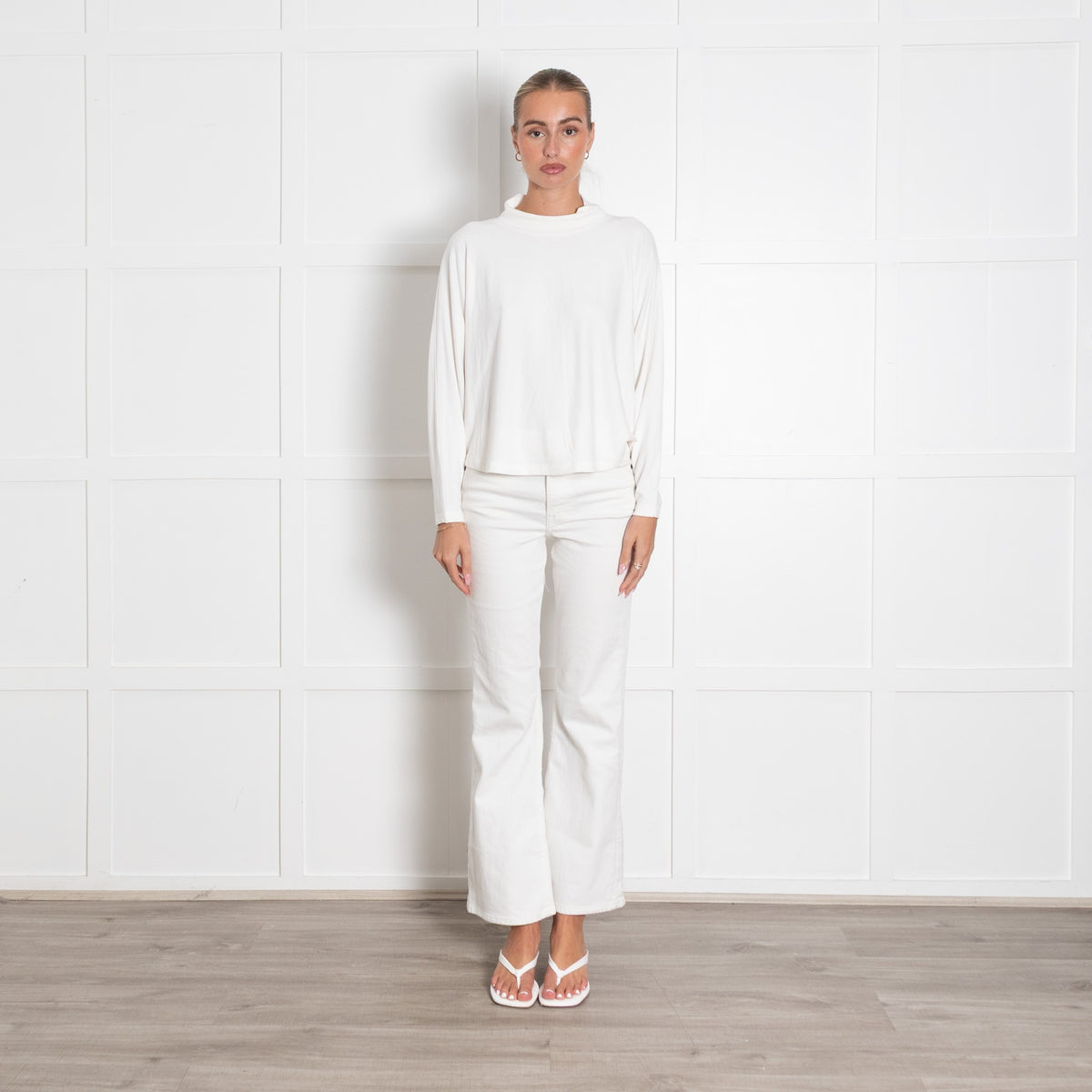 White Mock Neck Longsleeve Top - Image 1