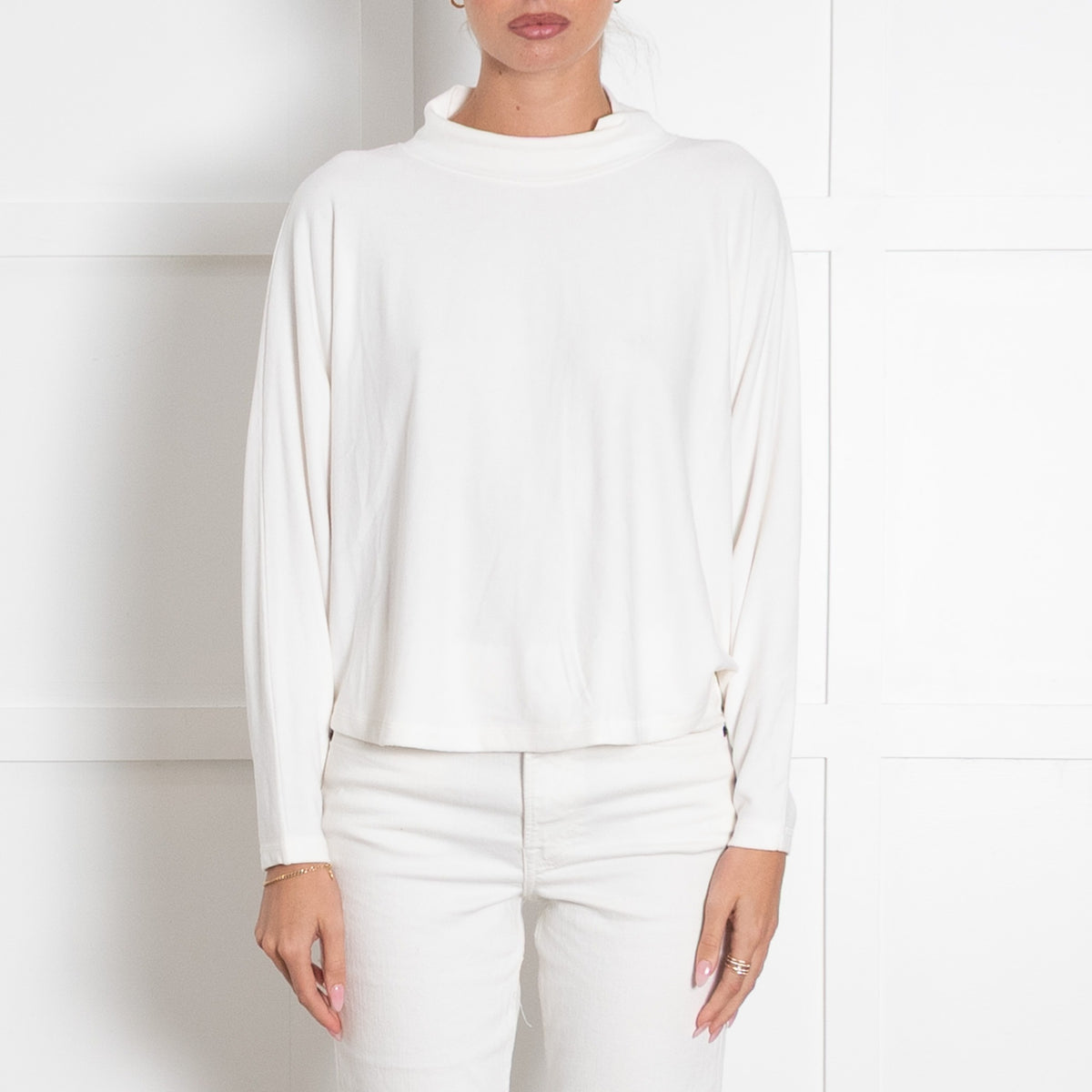White Mock Neck Longsleeve Top - Image 2