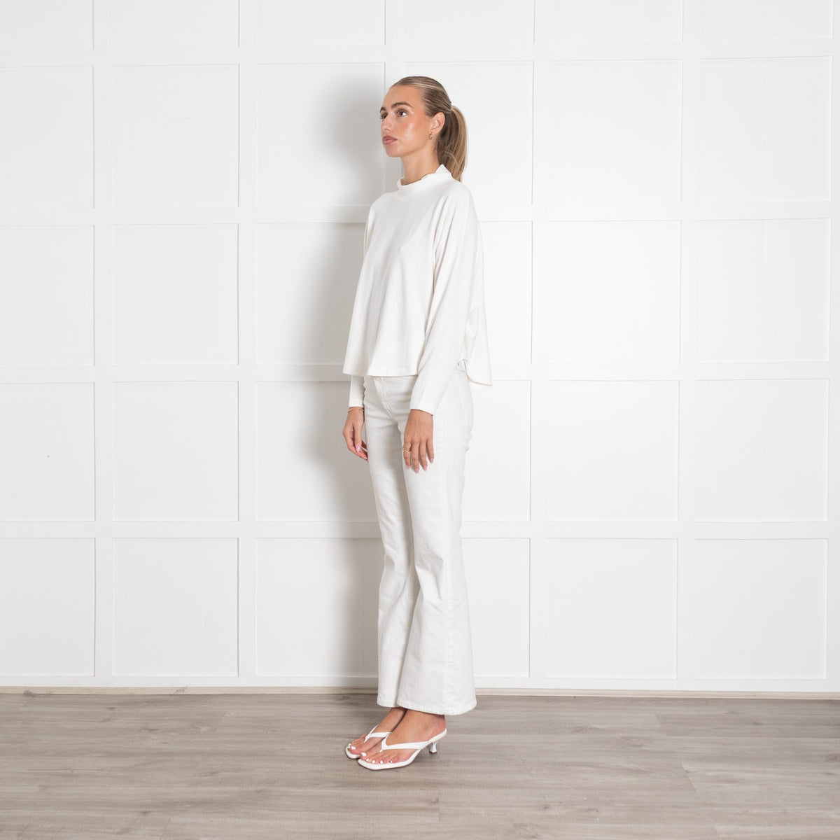 White Mock Neck Longsleeve Top - Image 3