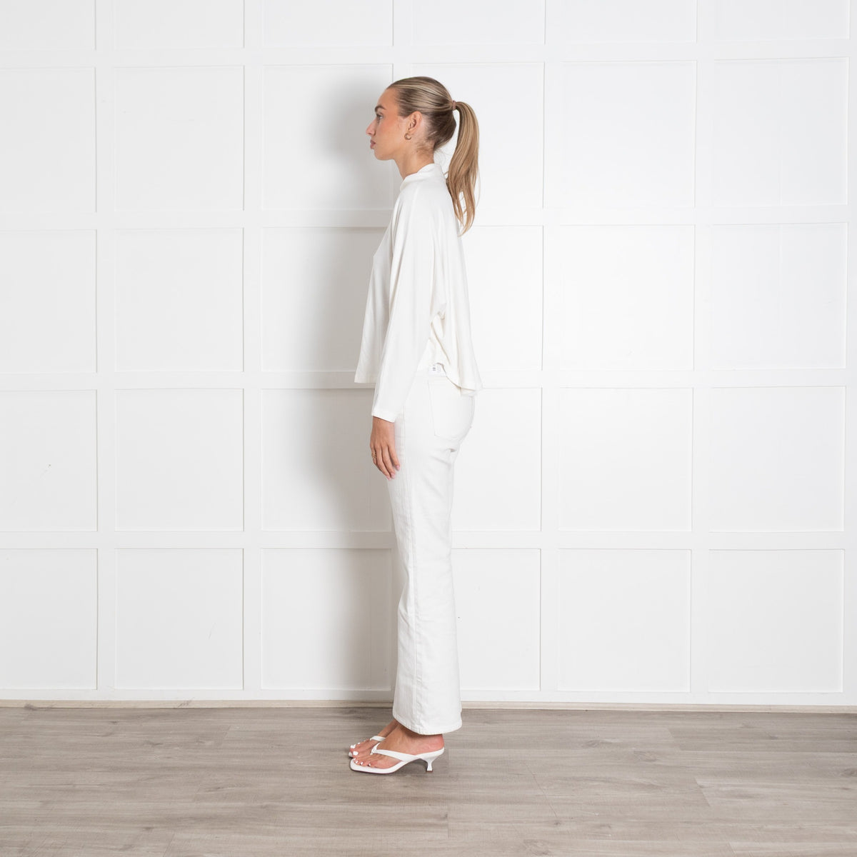 White Mock Neck Longsleeve Top - Image 4
