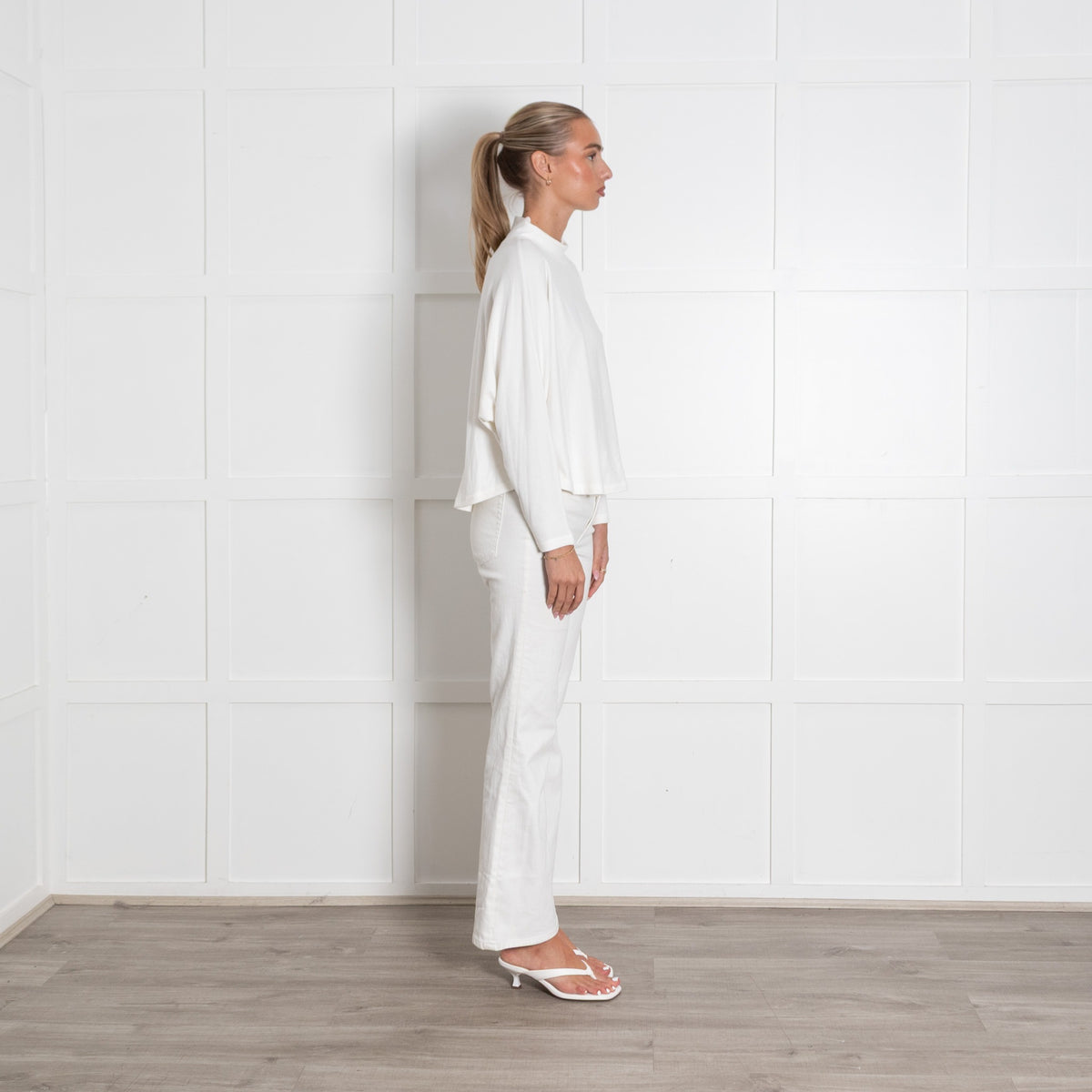 White Mock Neck Longsleeve Top - Image 6