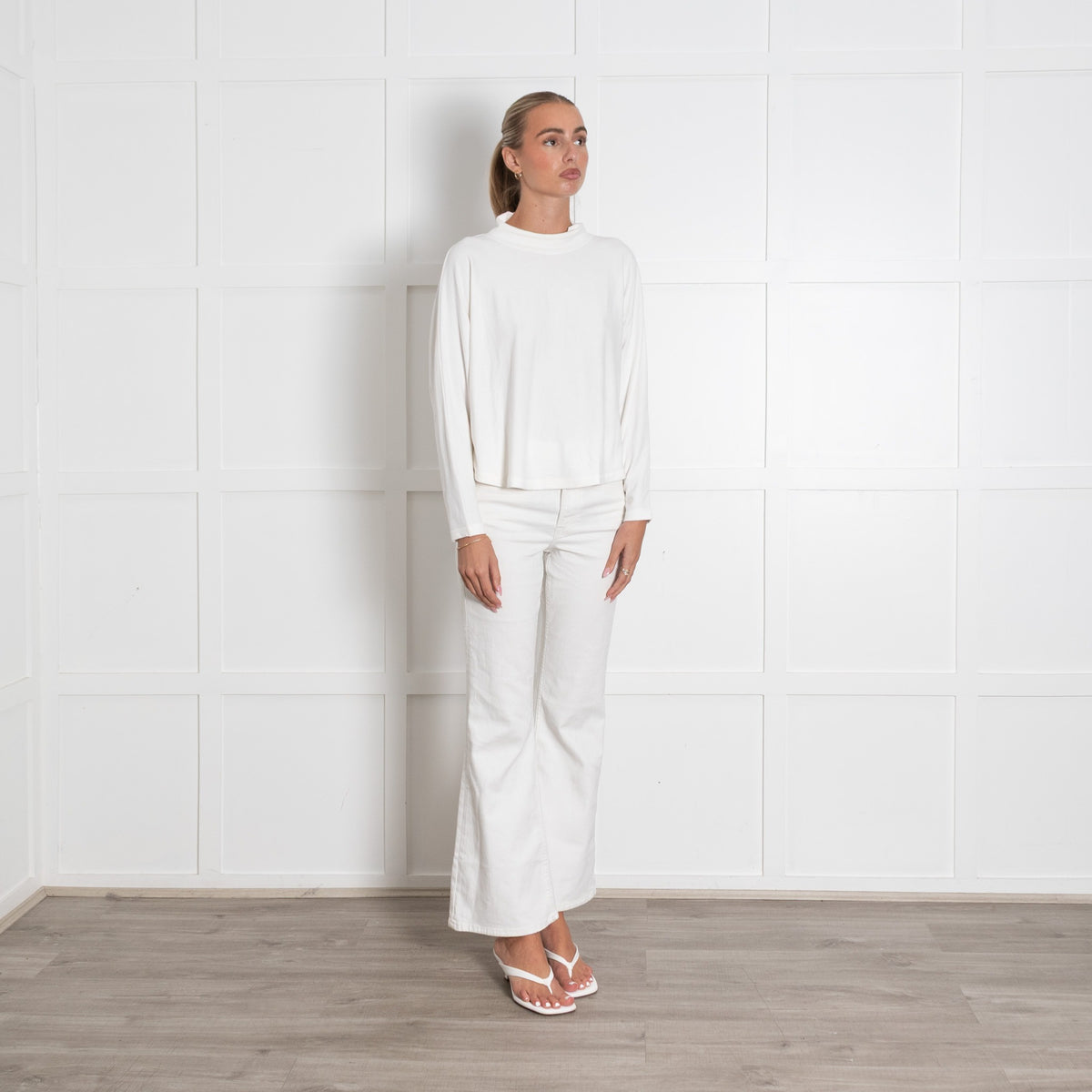 White Mock Neck Longsleeve Top - Image 7