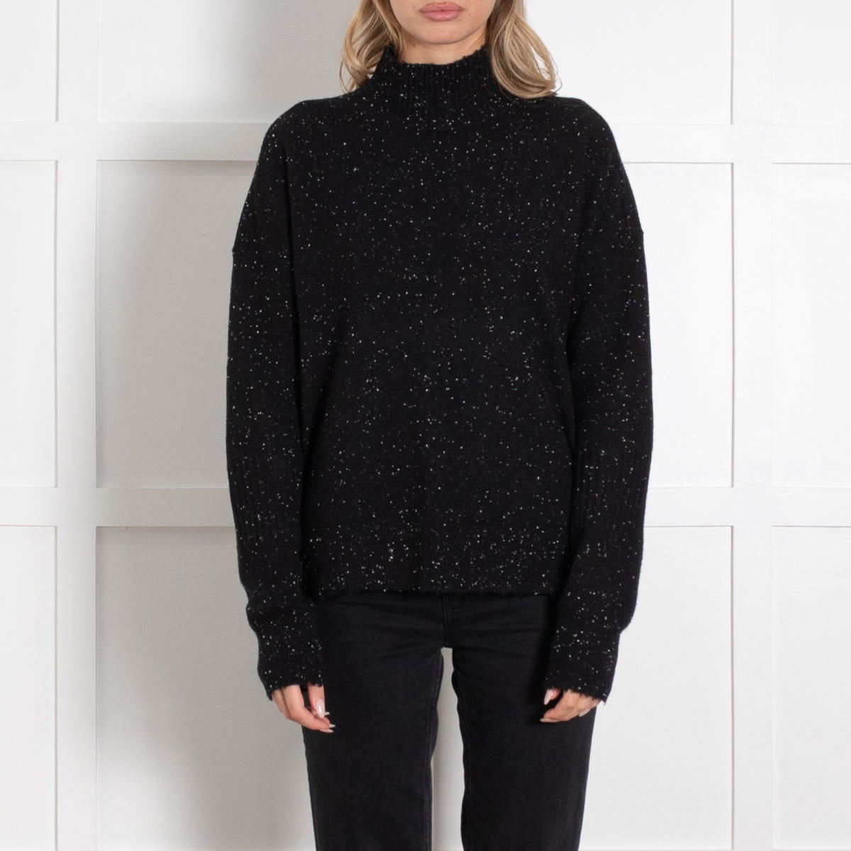 Duffy Speckle Black and White Cashmere Knit - Image 2