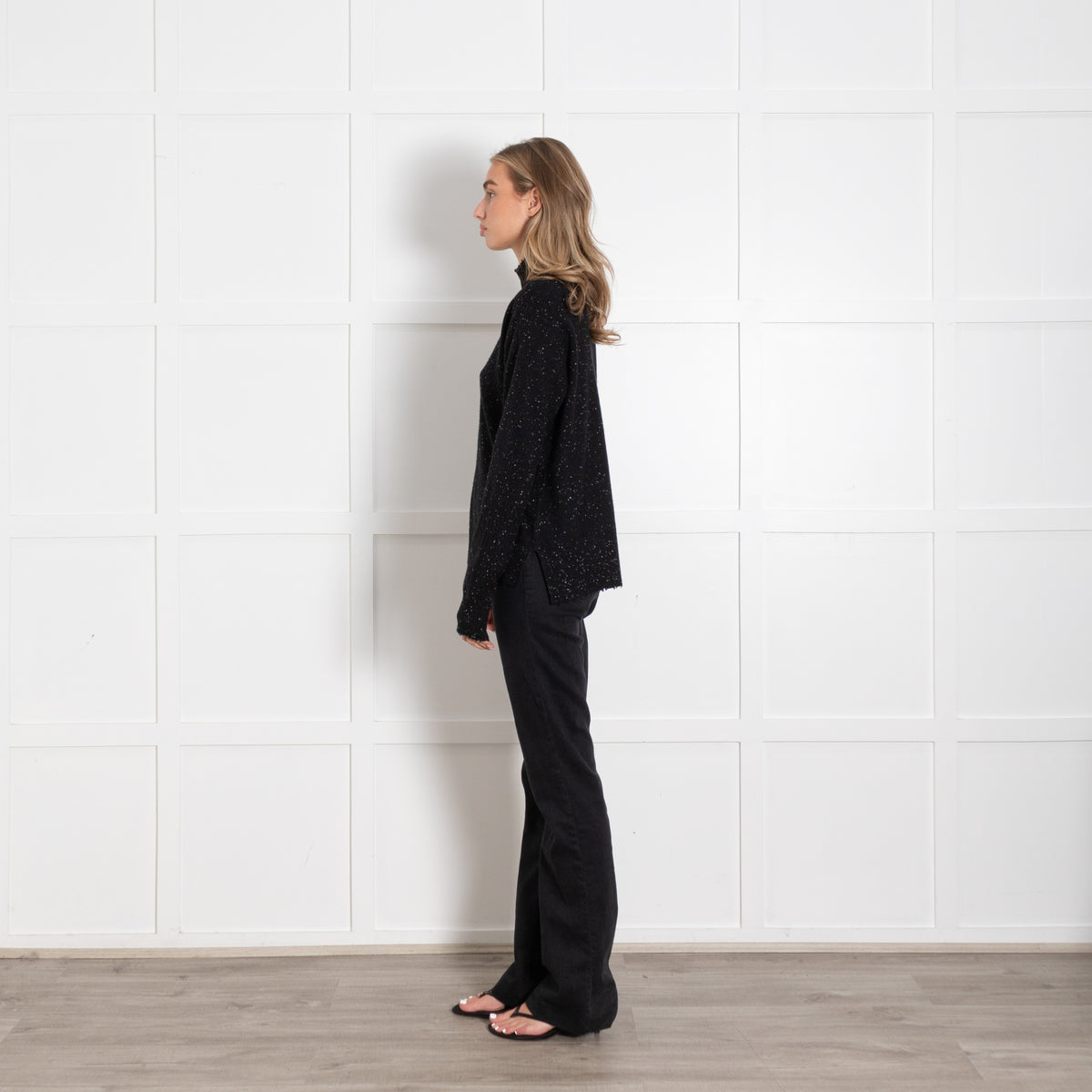 Duffy Speckle Black and White Cashmere Knit - Image 4