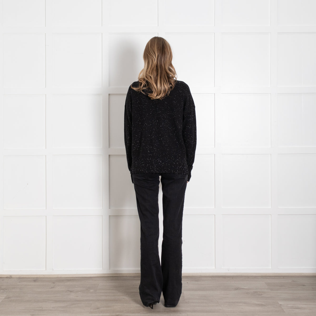 Duffy Speckle Black and White Cashmere Knit - Image 5