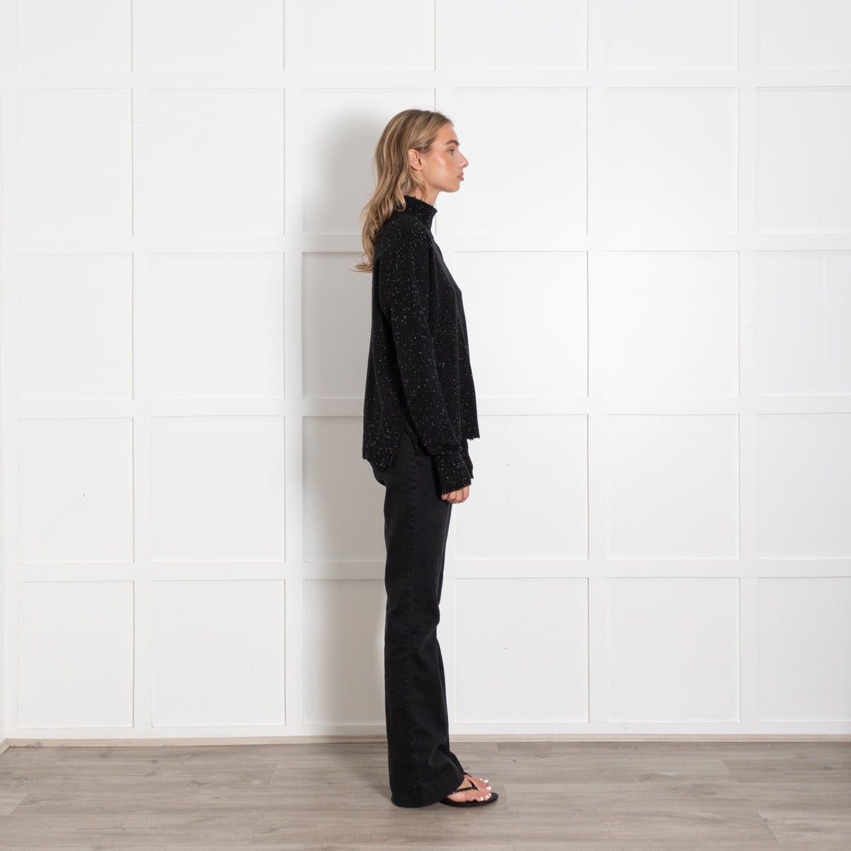 Duffy Speckle Black and White Cashmere Knit - Image 6