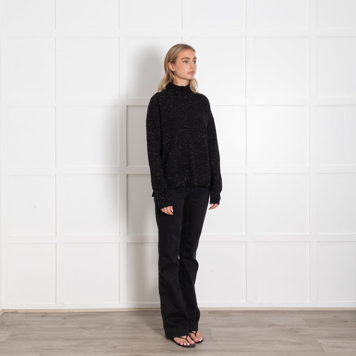Duffy Speckle Black and White Cashmere Knit - Image 7