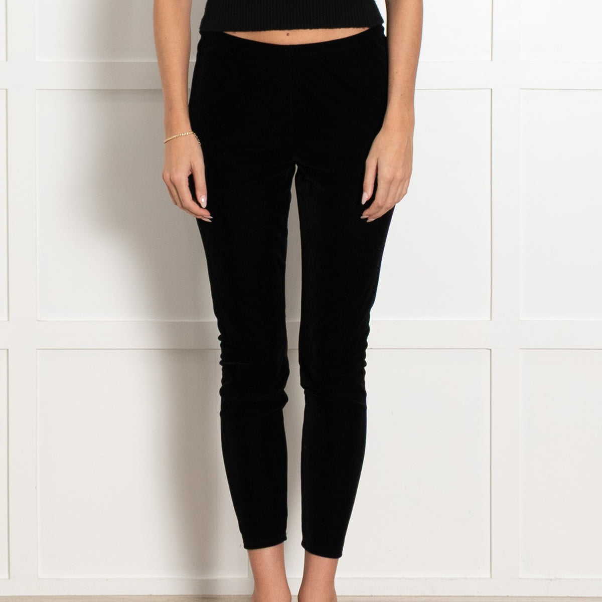 Eileen Fisher Black Velvet Leggings - Image 2