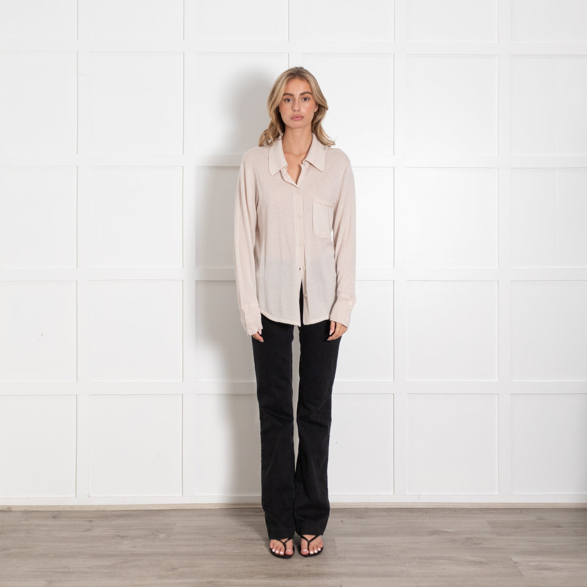 Equipment Beige Collared Button Cashmere Cardigan - Image 1
