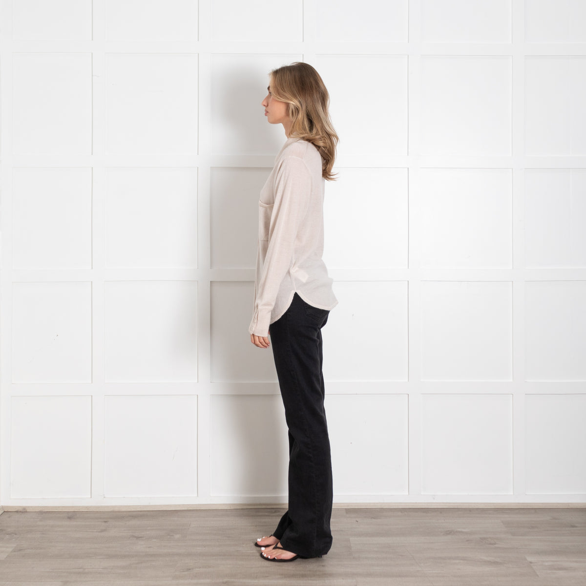 Equipment Beige Collared Button Cashmere Cardigan - Image 4