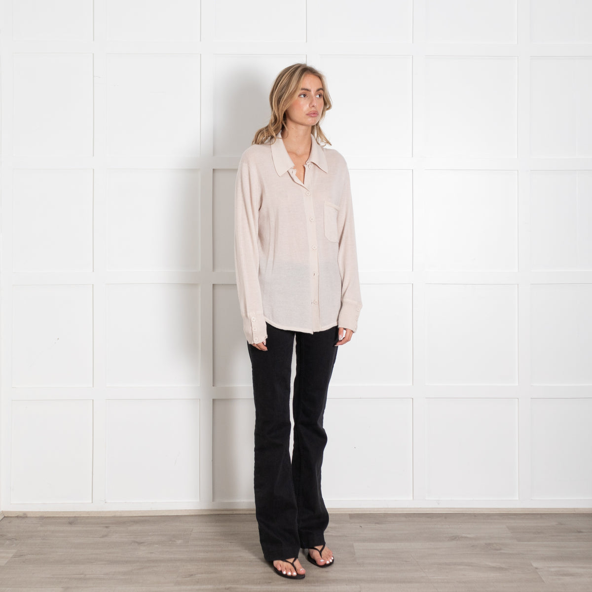 Equipment Beige Collared Button Cashmere Cardigan - Image 7