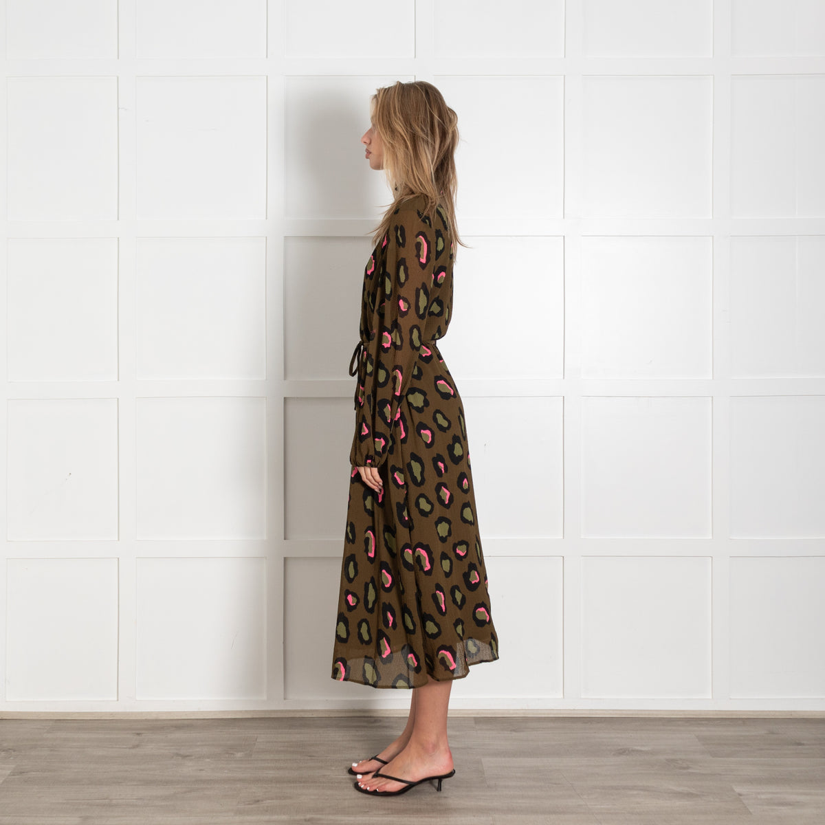 Essentiel Antwerp Connie Khaki Leopard-Print Midi Dress - Image 4