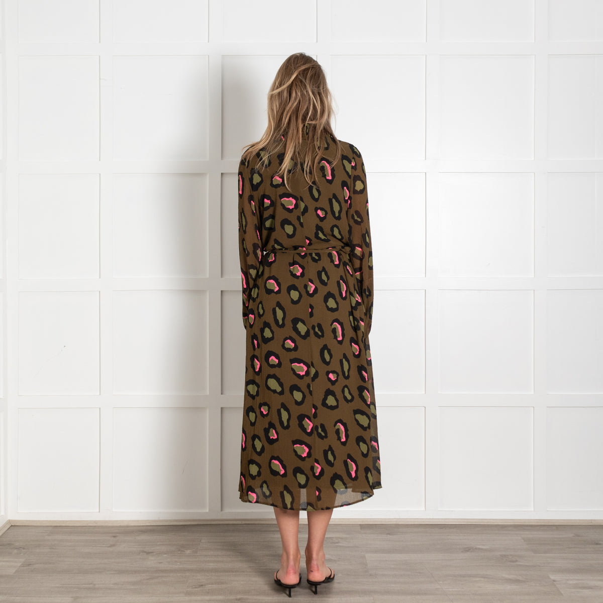 Essentiel Antwerp Connie Khaki Leopard-Print Midi Dress - Image 5