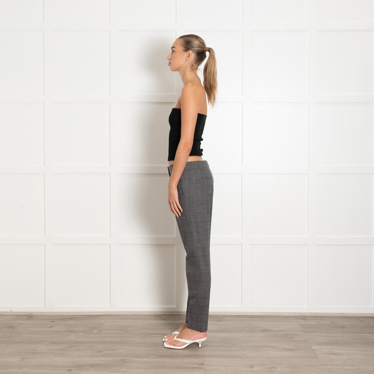 Fabiana Filippi Grey Prince of Wales Check Wool Trousers With Bead Detail - Image 3