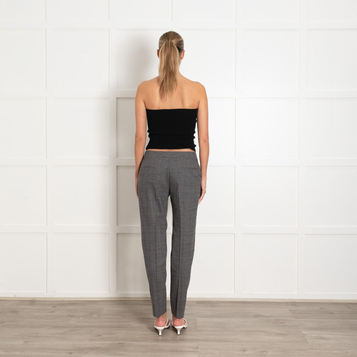 Fabiana Filippi Grey Prince of Wales Check Wool Trousers With Bead Detail - Image 4