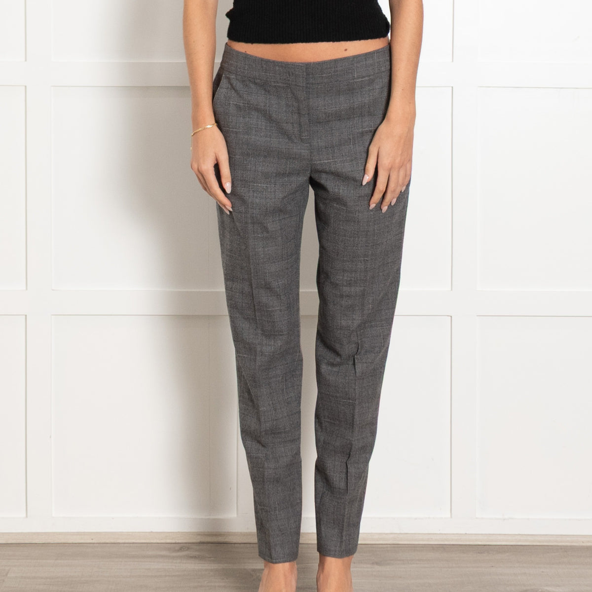 Fabiana Filippi Grey Prince of Wales Check Wool Trousers With Bead Detail - Image 7