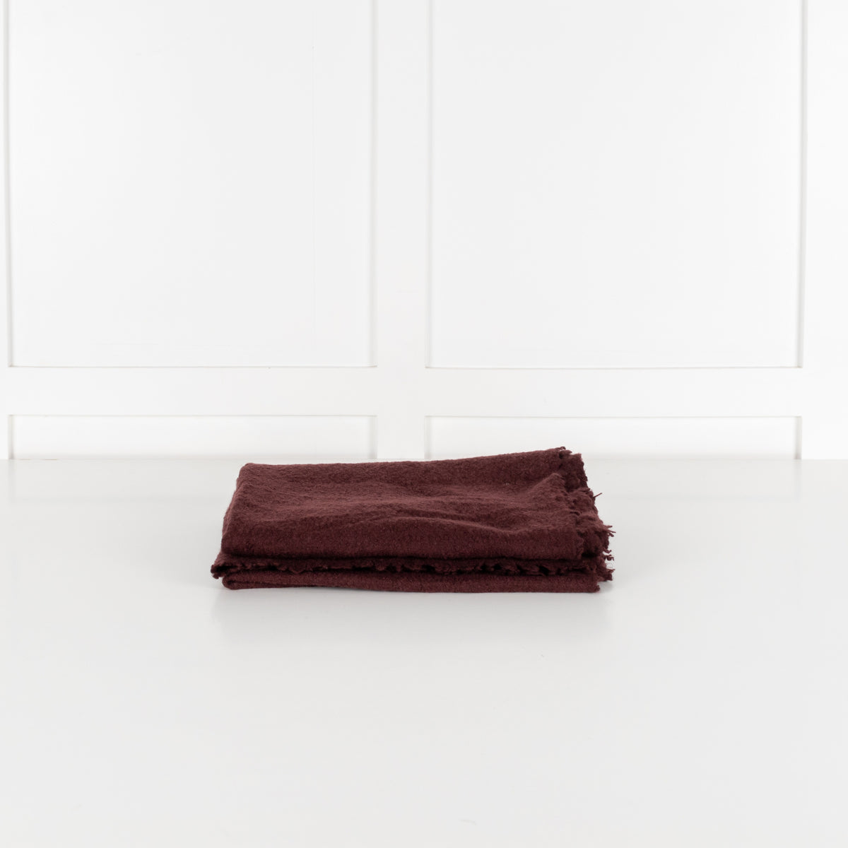 Burgundy Wool Blend Fringed Scarf - Image 1