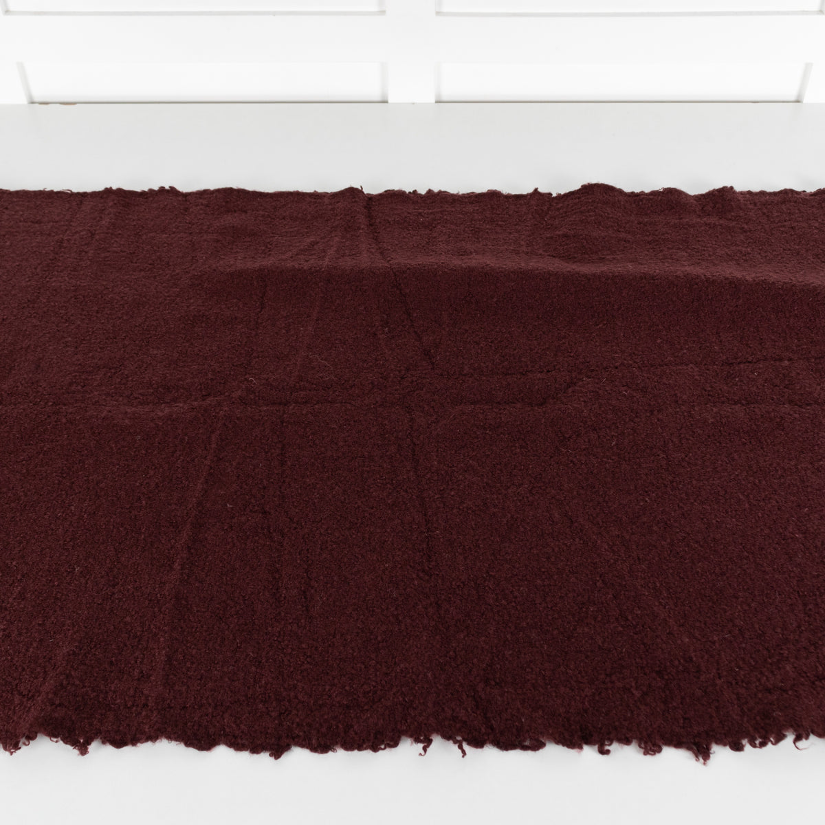 Burgundy Wool Blend Fringed Scarf - Image 2