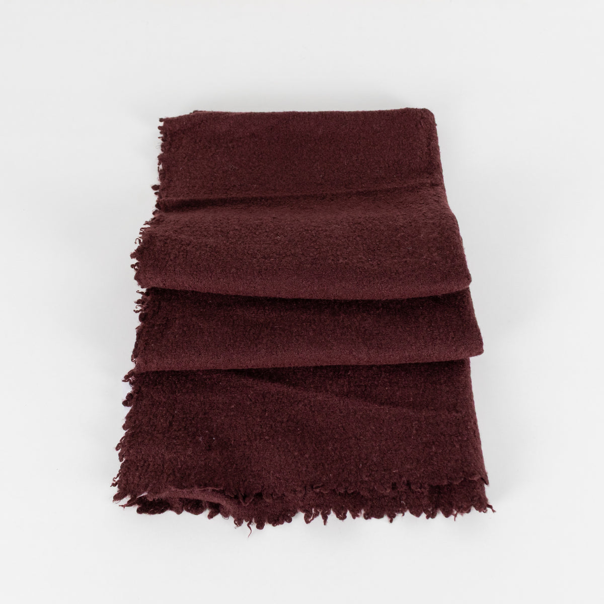 Burgundy Wool Blend Fringed Scarf - Image 3