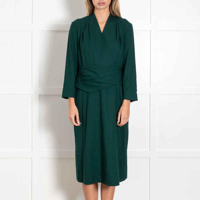 The Fold Arlington Dress Green Wrap Midi Dress - Image 2