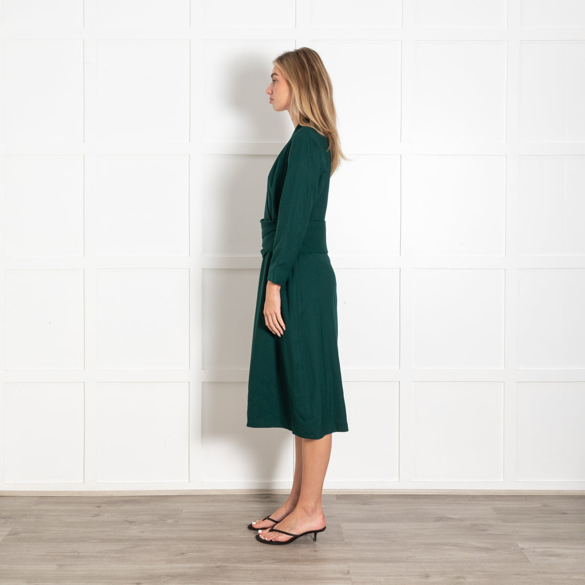 The Fold Arlington Dress Green Wrap Midi Dress - Image 4