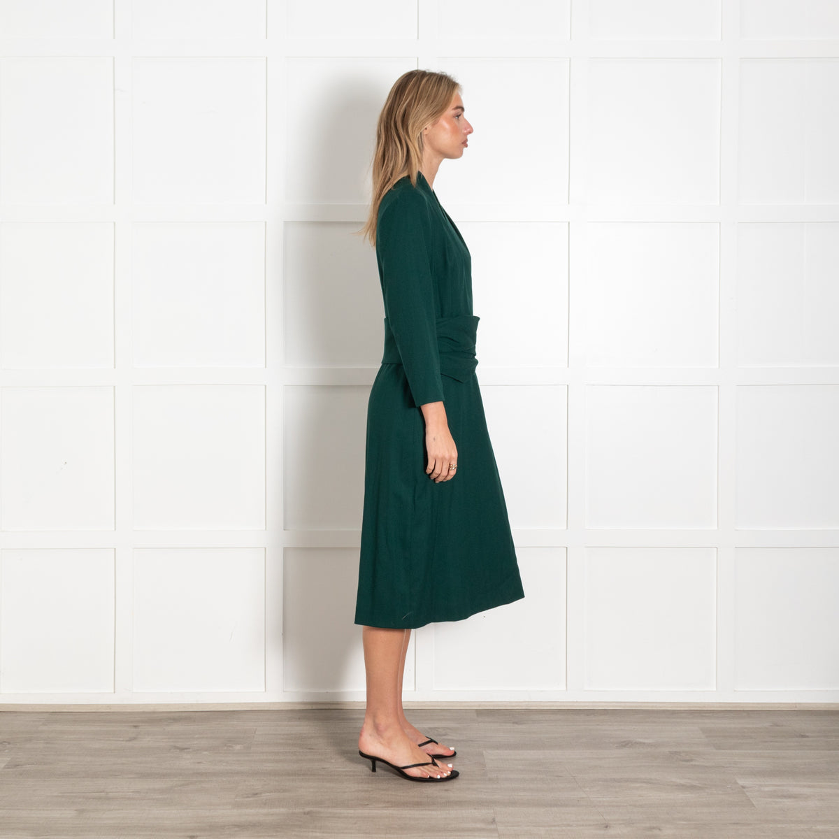 The Fold Arlington Dress Green Wrap Midi Dress - Image 6