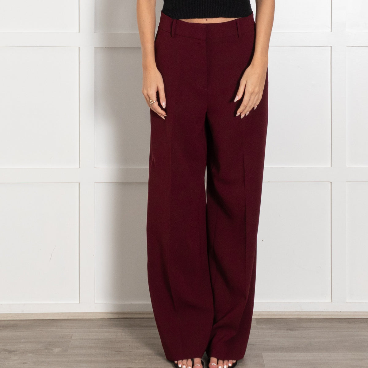 FOLD Burgundy Wide Leg Dress Pants - Image 2