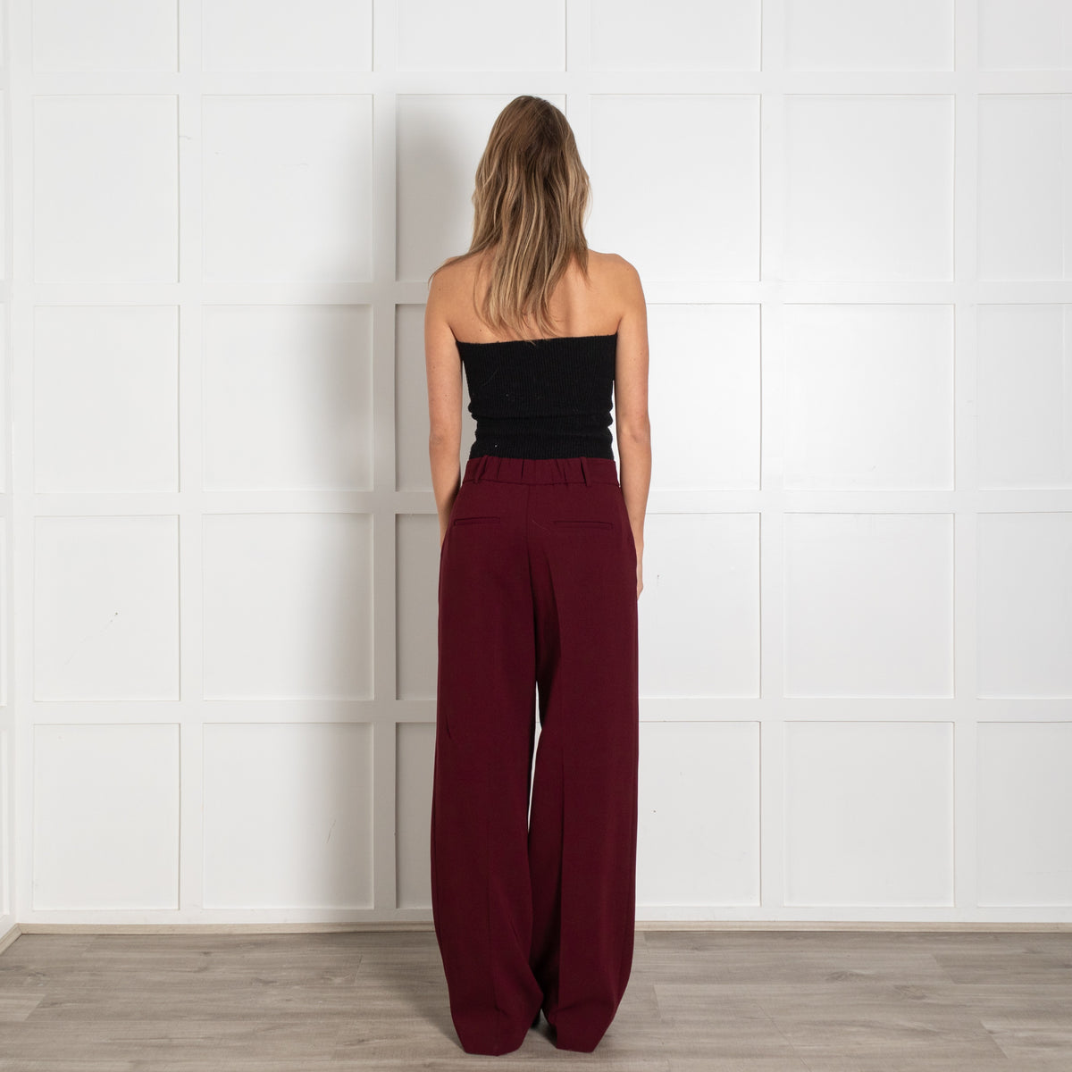 FOLD Burgundy Wide Leg Dress Pants - Image 5