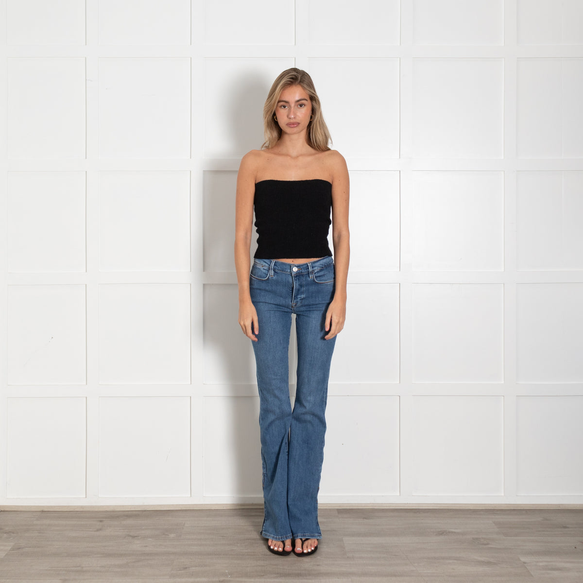 Blue Denim Mid-Rise Flared Jeans - Image 1
