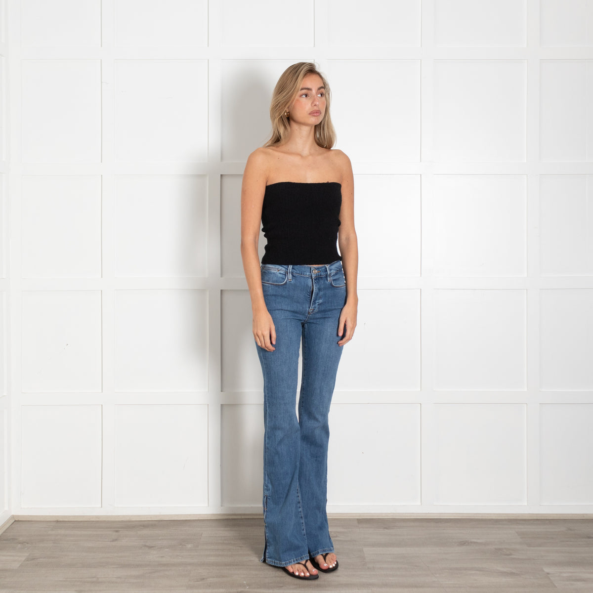 Blue Denim Mid-Rise Flared Jeans - Image 7