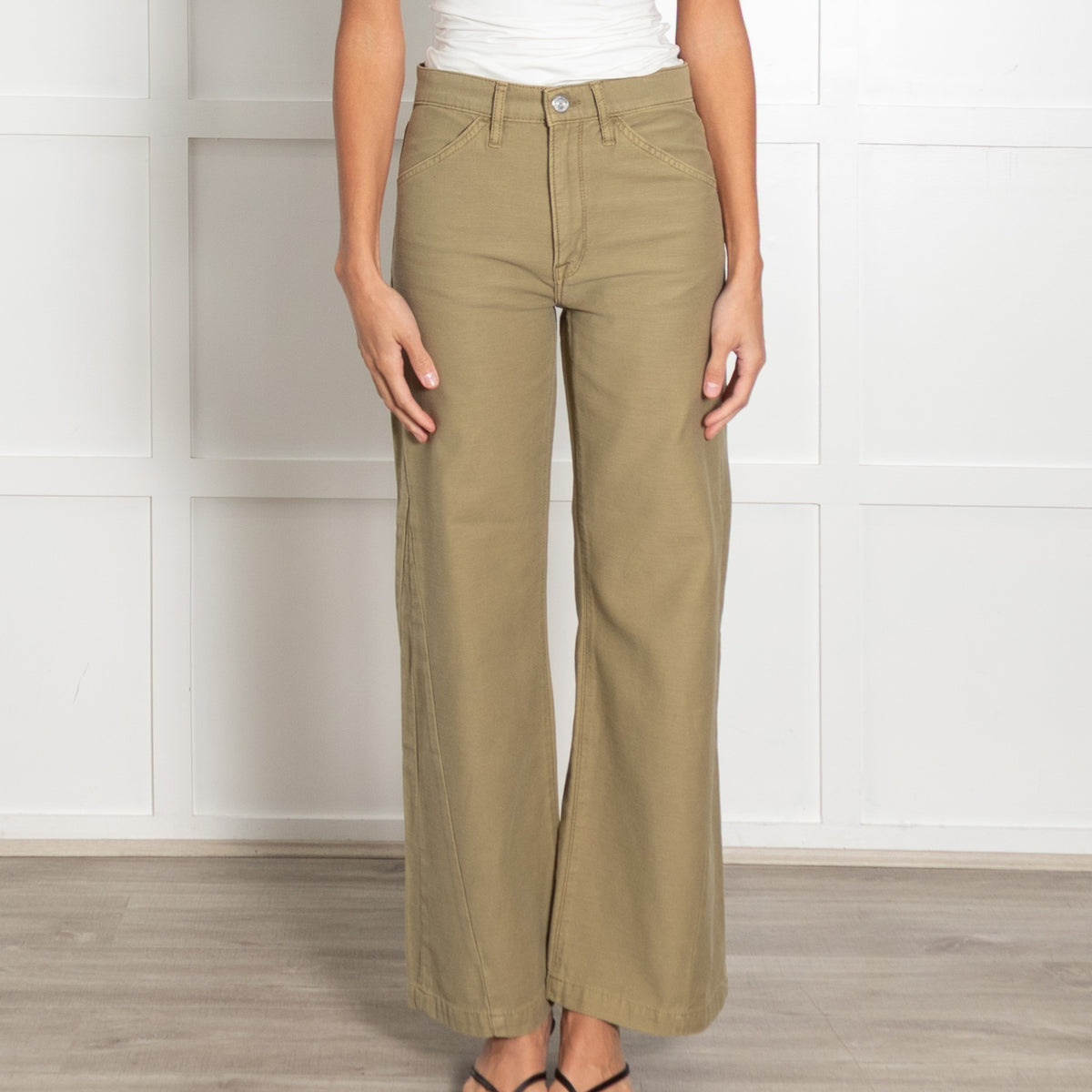 Frame Green Baggy Palazzo Jeans - Image 2