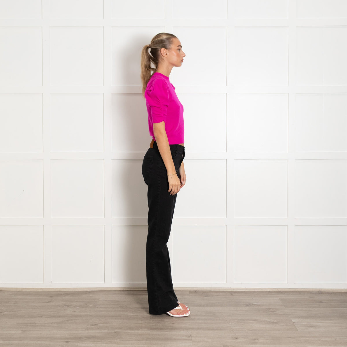 Frame Magenta Pink Cashmere Short Sleeved Knitted Jumper - Image 6