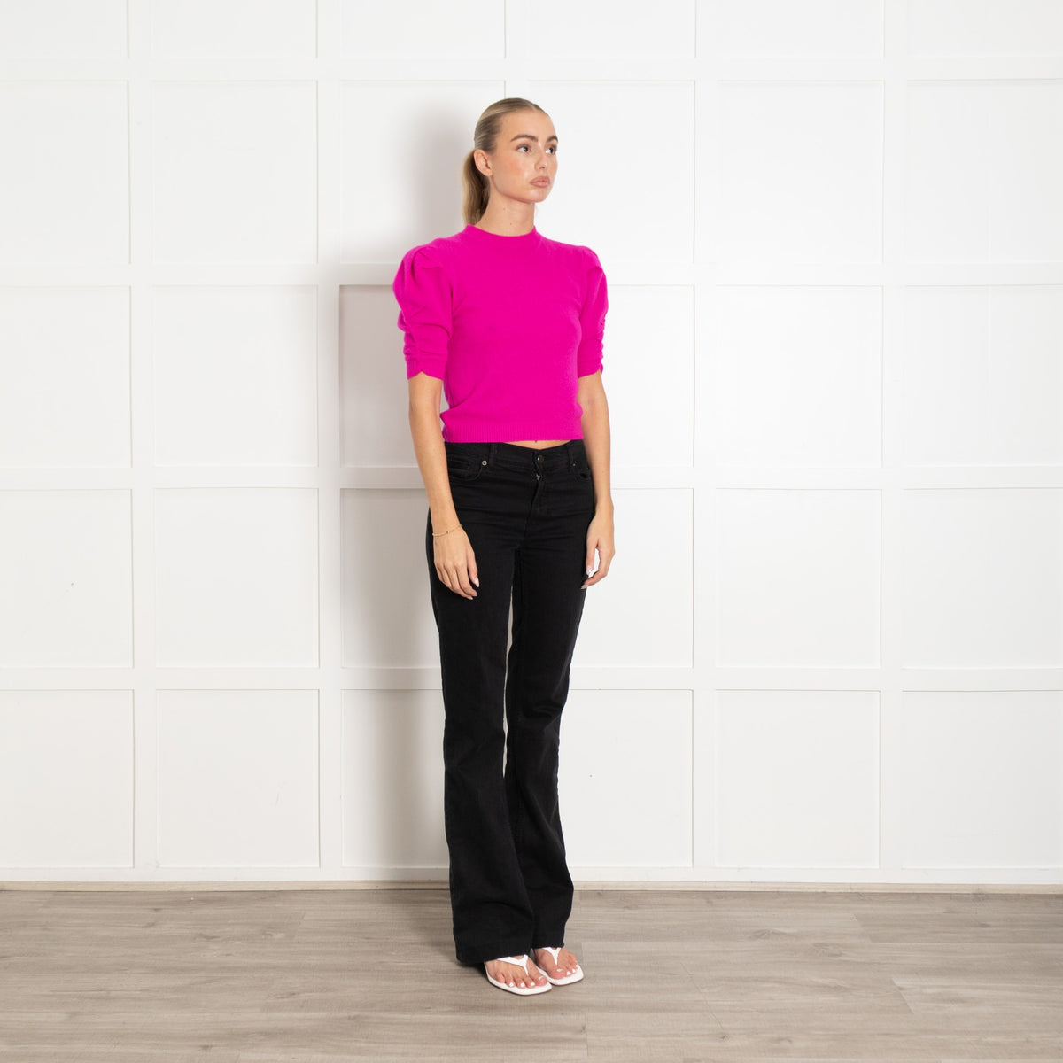 Frame Magenta Pink Cashmere Short Sleeved Knitted Jumper - Image 7