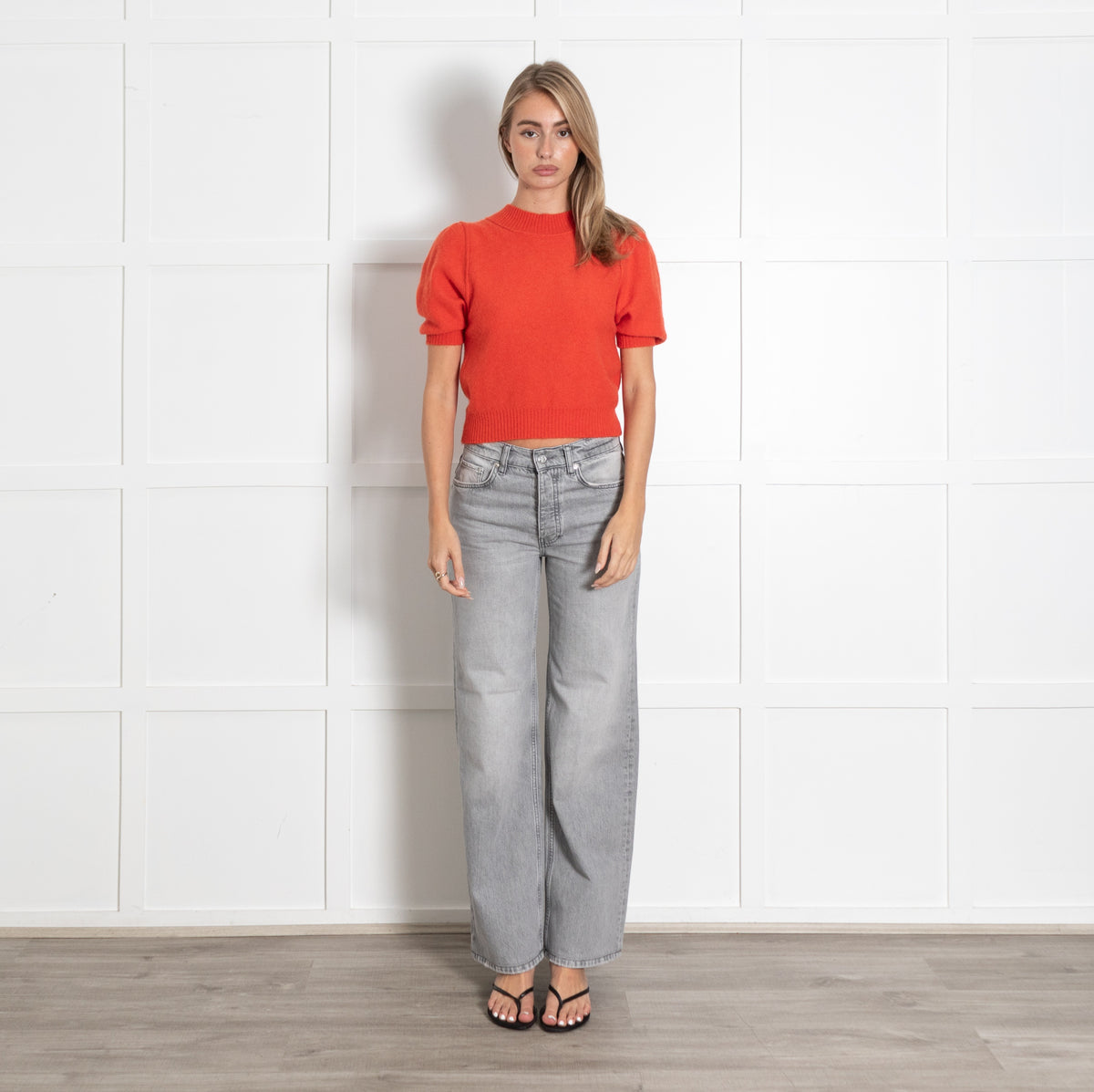 Orange Crewneck Short Sleeve Sweater - Image 1
