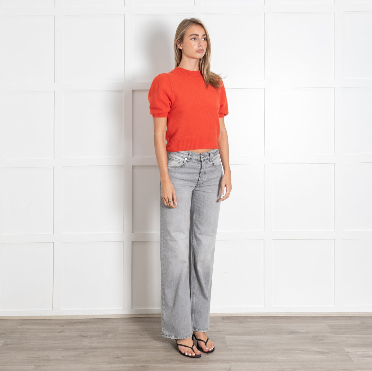 Orange Crewneck Short Sleeve Sweater - Image 7