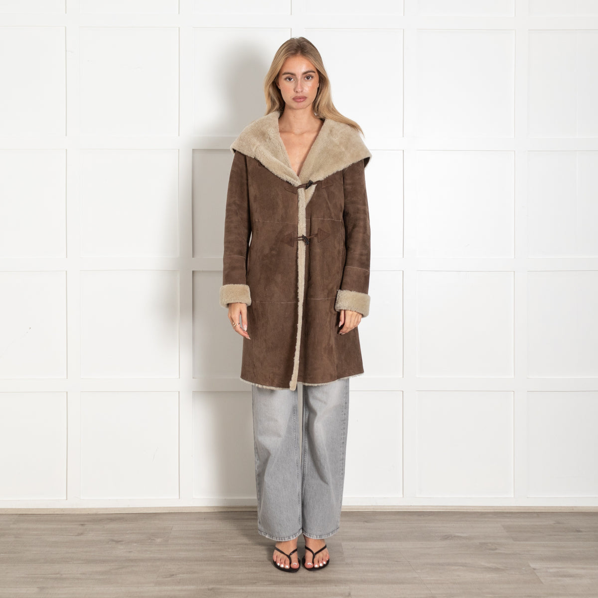 Gerard Darel Brown Shearling Women's Mid-Length Coat - Image 1