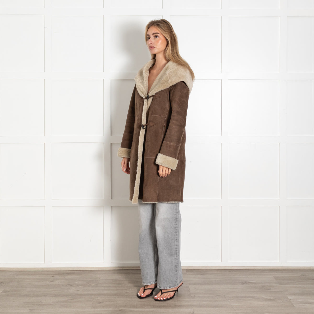 Gerard Darel Brown Shearling Women's Mid-Length Coat - Image 3