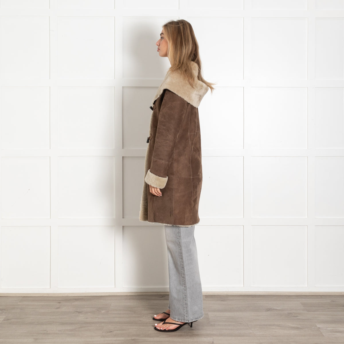 Gerard Darel Brown Shearling Women's Mid-Length Coat - Image 4