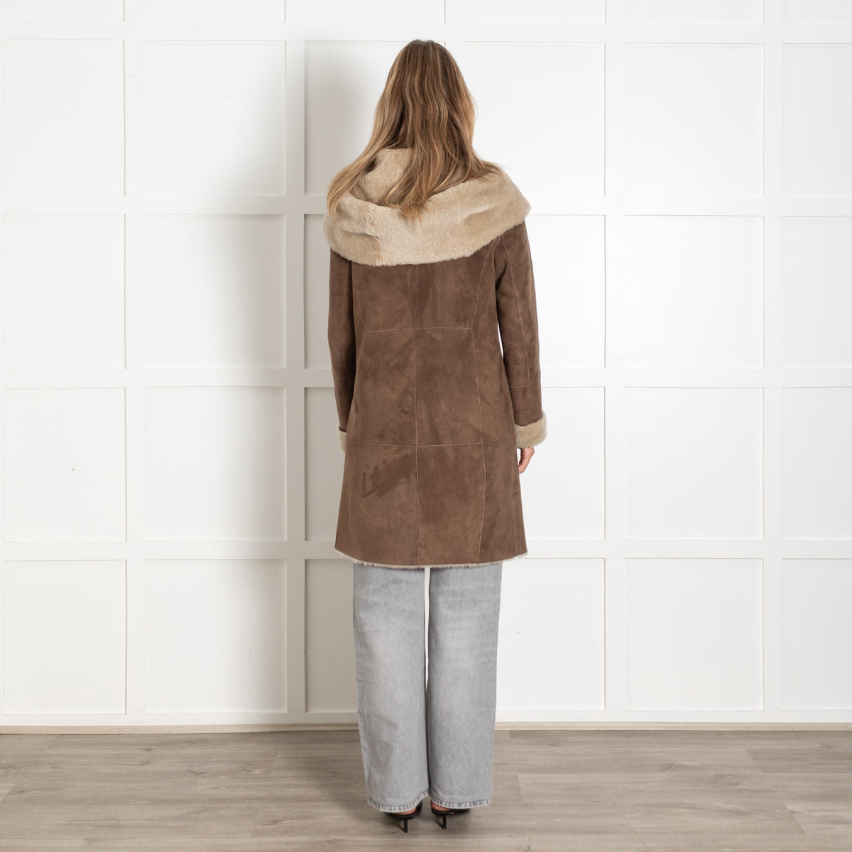Gerard Darel Brown Shearling Women's Mid-Length Coat - Image 5