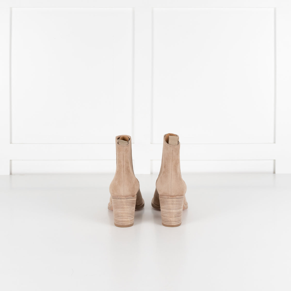 Gianvito Rossi Beige Suede Pointy Ankle Boots - Image 4