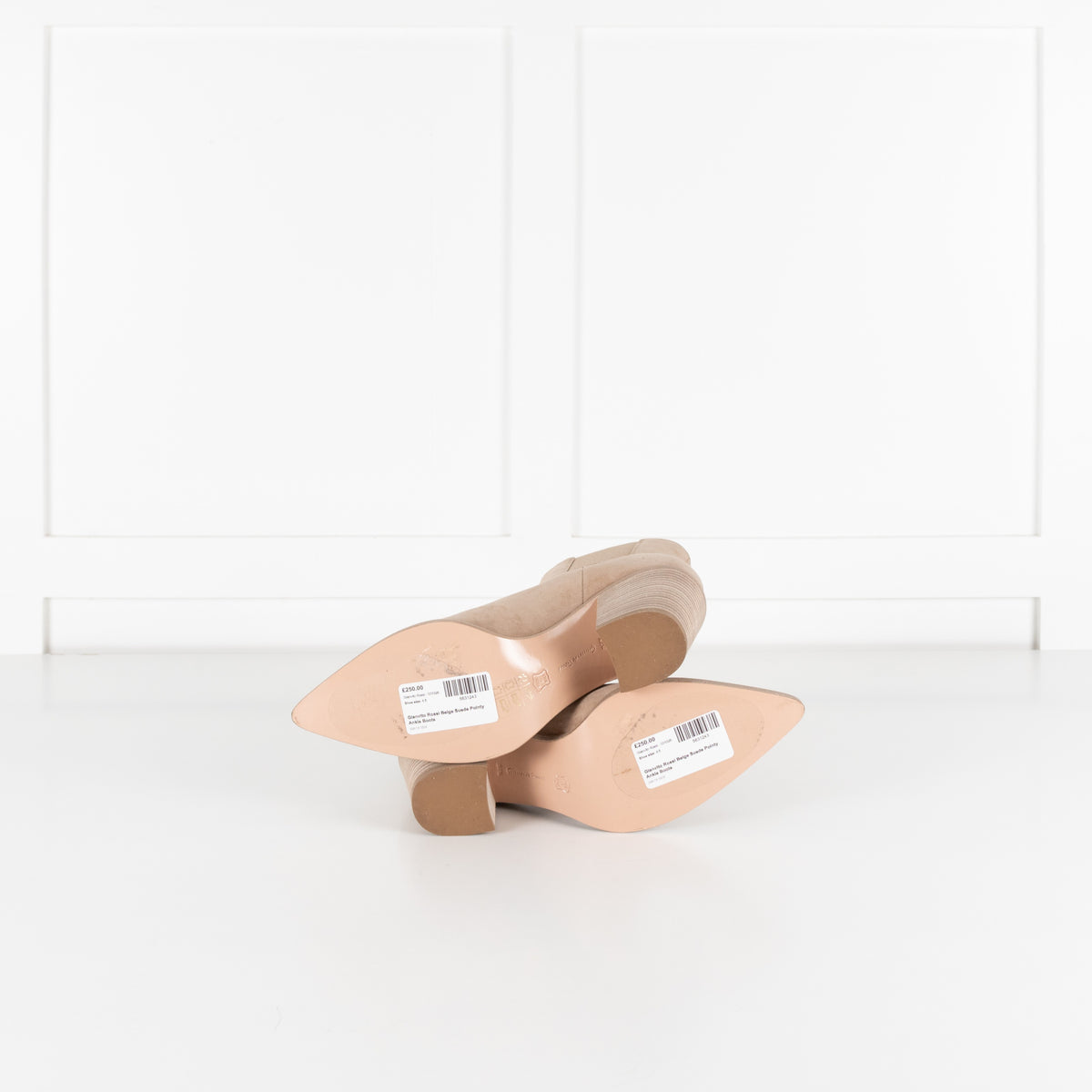 Gianvito Rossi Beige Suede Pointy Ankle Boots - Image 7
