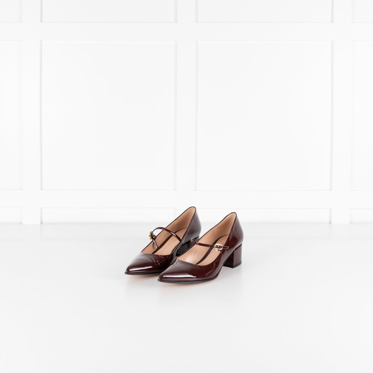 Gianvito Rossi Ribbon Jane Burgundy Patent Shoe - Image 1